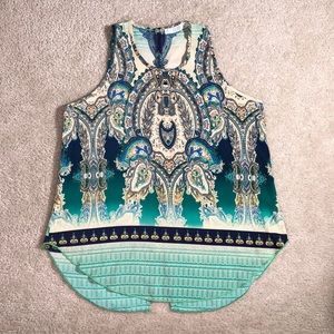 MOD Paisley Print Emerald Green Flowy Tank top